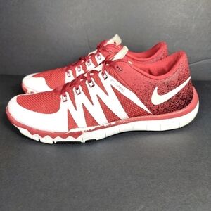 Nike Oklahoma University Flywire Free Trainer 5.0 V6 AMP Red White Sneaker Sz 12